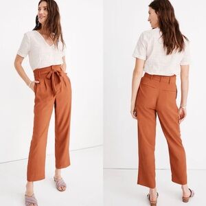 Madewell Drapey Paperbag Waist Tapered Pants Burnt Clay Size 0